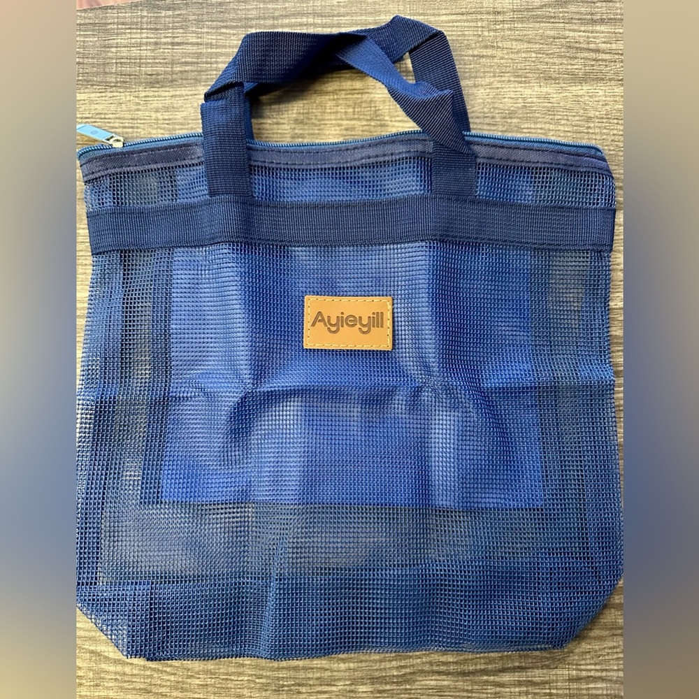 Navy Mesh Cosmetic Tote